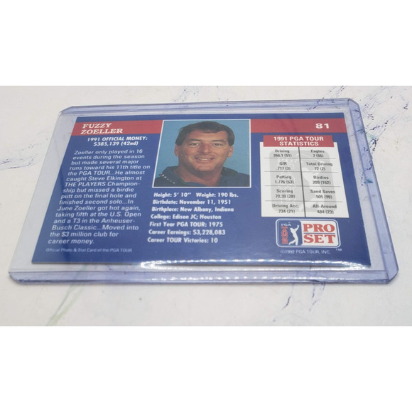1992 Pro Set PGA Tour #81 Fuzzy Zoeller - Picture 4 of 4